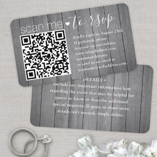50er Pack Scan Me QR RSVP Graue Holzimitat-Verklei Visitenkarte