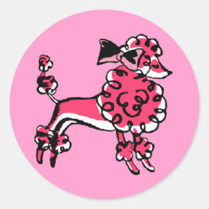 50er Pink Pudel Runder Aufkleber