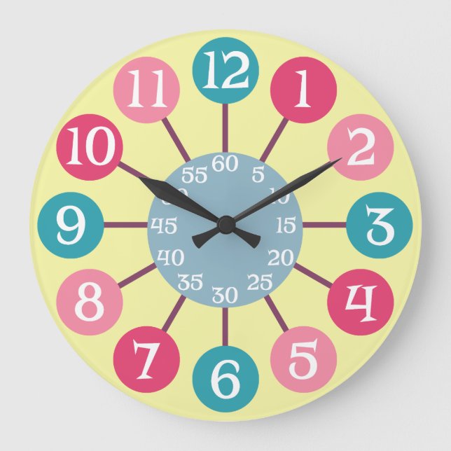 50er Retro Atomic Sternexplosion Mittleres Jahrhun Große Wanduhr (Vorderseite)