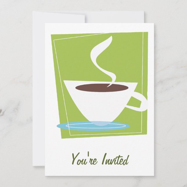 50er Retro Coffe Cup Graphic Einladung (Vorderseite)