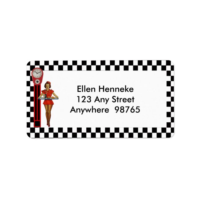 50er Retro Diner Adressaufkleber (Vorne)