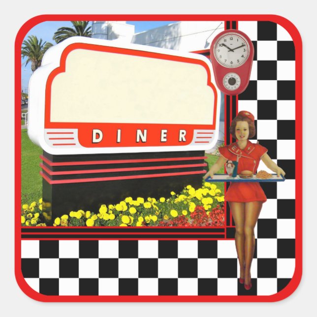 50er Retro Diner Blank Sign Sticker (Vorderseite)