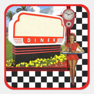50er Retro Diner Blank Sign Sticker