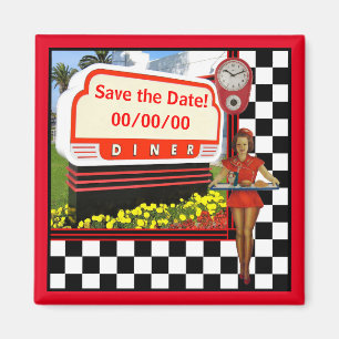 50er Retro Diner Rettete-the-Date Magnet