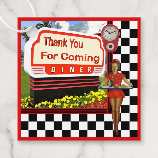 50er Retro Diner Vielen Dank Geschenkanhänger (Vorderseite)