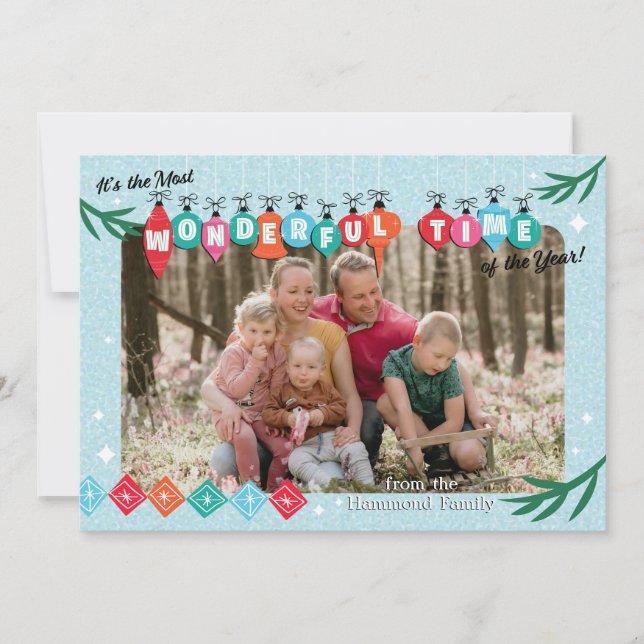 50er Retro-Foto-Weihnachtskarten Feiertagskarte (Vorderseite)