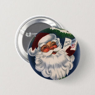 50er Retro-Froher Santa Claus, Weihnachten im Vint Button