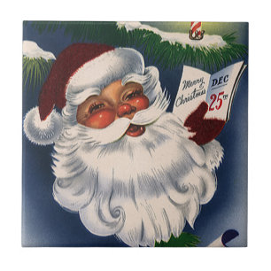 50er Retro-fröhlicher Weihnachtsmann, Vintage-Weih Fliese