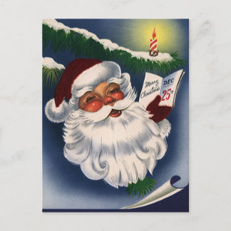 50er Retro Jolly Santa Claus, Weihnachtsfeiertage Feiertagspostkarte