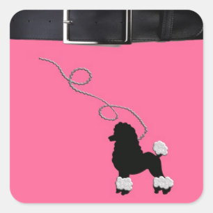 50er Retro Poodle Skirt Quadratischer Aufkleber