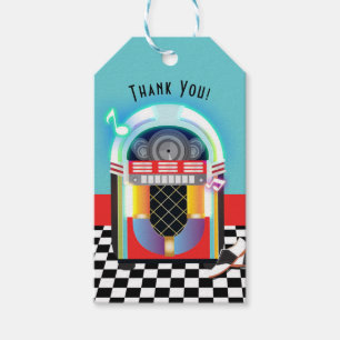 50er Sock Hop Dance Party Jukebox Red Favor Geschenkanhänger