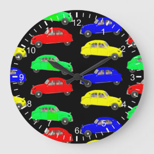 50er Style Citroen 2CV Muster Große Wanduhr