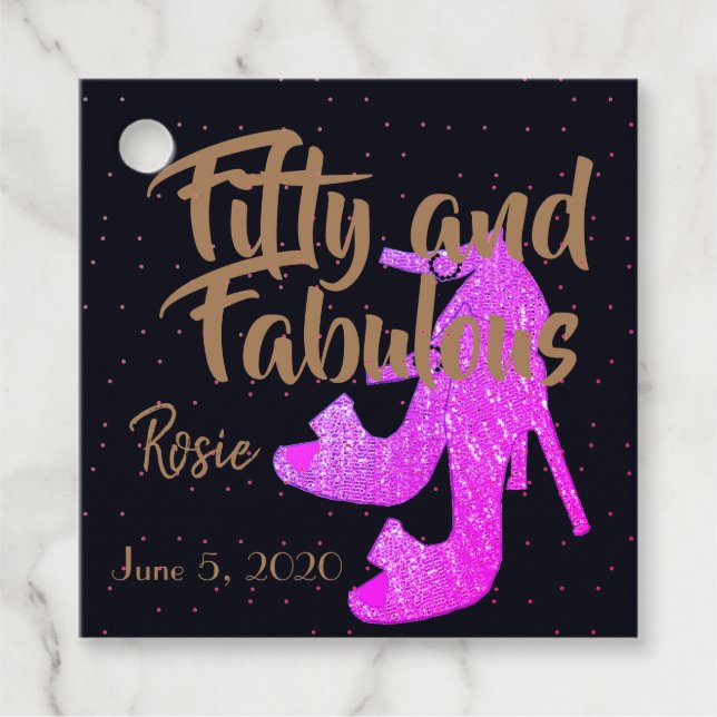 50er und fabelhafte Girly Funkelnd Hot Pink Shoe T Geschenkanhänger (Vorderseite)