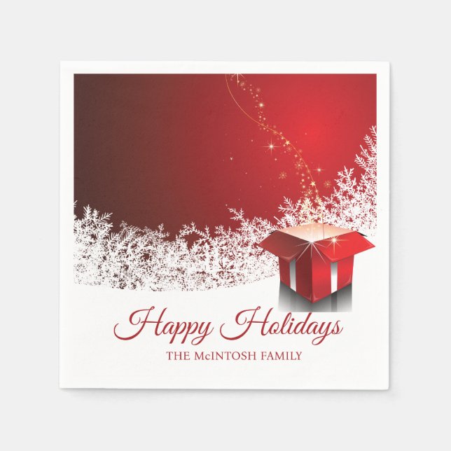 50pcs Red White Christmas | Gift box surprise Serviette (Vorderseite)