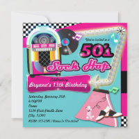 50's SOCK HOP Geburtstagsparty Retro Einladung