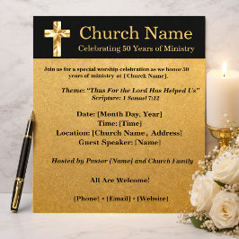 50th Anniversary Black Gold Church Invitation Flyer