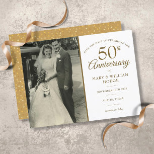 50th Anniversary Gold Wedding Photo Save The Date Ankündigungspostkarte