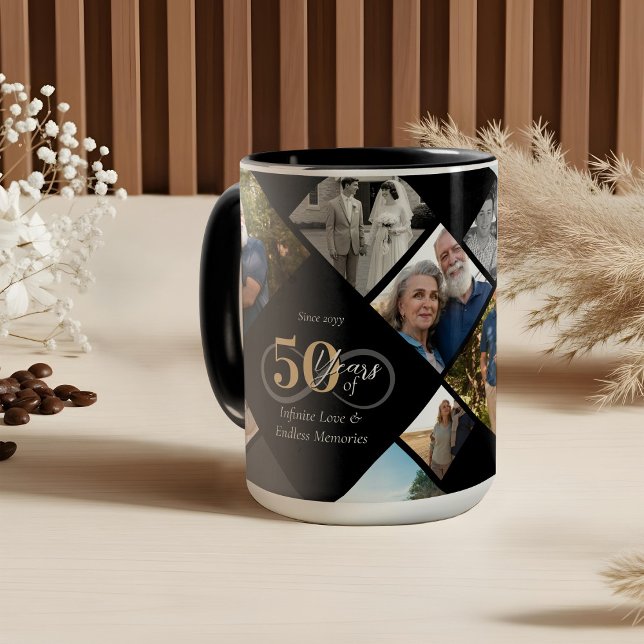 50th Anniversary Infinity Love Photo Collage Gift Tasse (50th Anniversary Infinity Love Photo Collage Gift Mug)