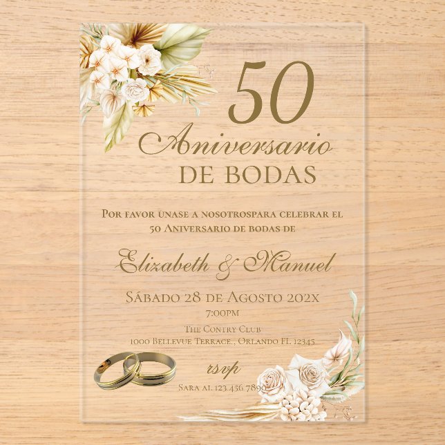 50th Anniversary invitation Acryleinladungen (Vorderseite)