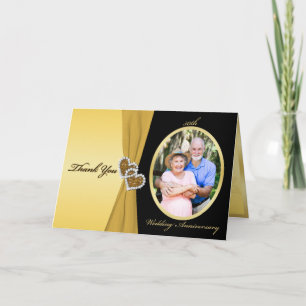 50th Anniversary Joined Hearts Thank You Card Dankeskarte