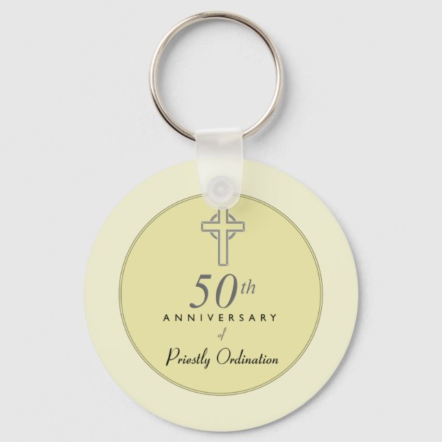 50th Anniversary of Priest with Embossed Cross Schlüsselanhänger (Vorderseite)