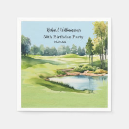 50TH (ANY YEAR) BIRTHDAY PARTY GOLF COURSE SERVIETTE