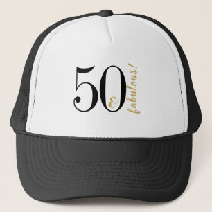 50th birthday 50 and Fabulous Black and Gold Truckerkappe