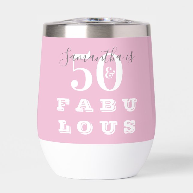 50th Birthday 50 fabulous Pink Gray Personalized (Vorderseite)
