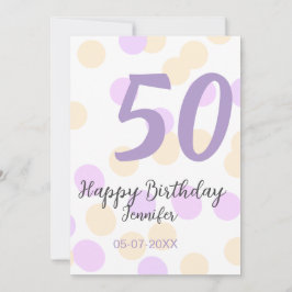 50th birthday add name date purple orange polkadot dankeskarte