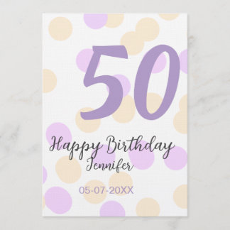 50th birthday add name date purple orange polkadot einladung