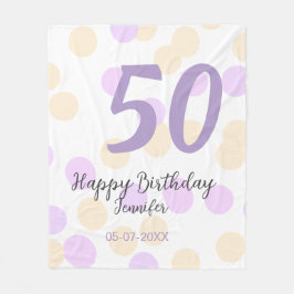 50th birthday add name date purple orange polkadot fleecedecke