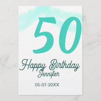 50th birthday add name date year green pastel bold einladung
