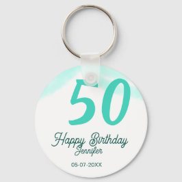 50th birthday add name date year green pastel bold schlüsselanhänger