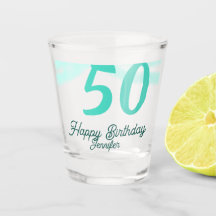 50th birthday add name date year green pastel bold