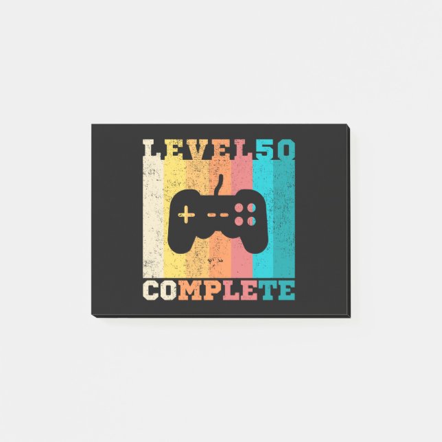 50th Birthday/ Anniversary Level 50 Complete Post-it Klebezettel (Vorderseite)