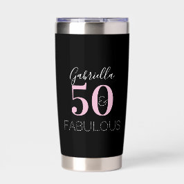 50th Birthday Black Pink Personalized Party Favor  Thermobecher