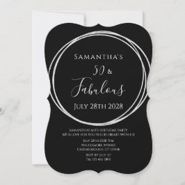 50th Birthday Black Silver Birthday Einladung