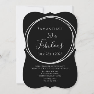 50th Birthday Black Silver Birthday Einladung