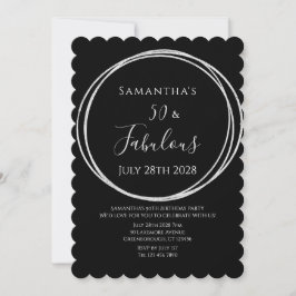 50th Birthday Black Silver Birthday Einladung