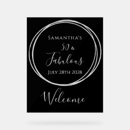 50th Birthday Black Silver Birthday Welcome Acrylschild
