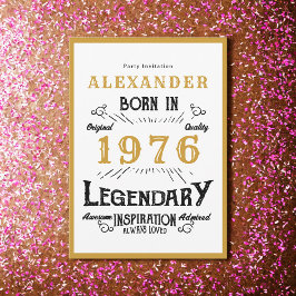 50th Birthday Born 1976 White Gold Legend Einladung