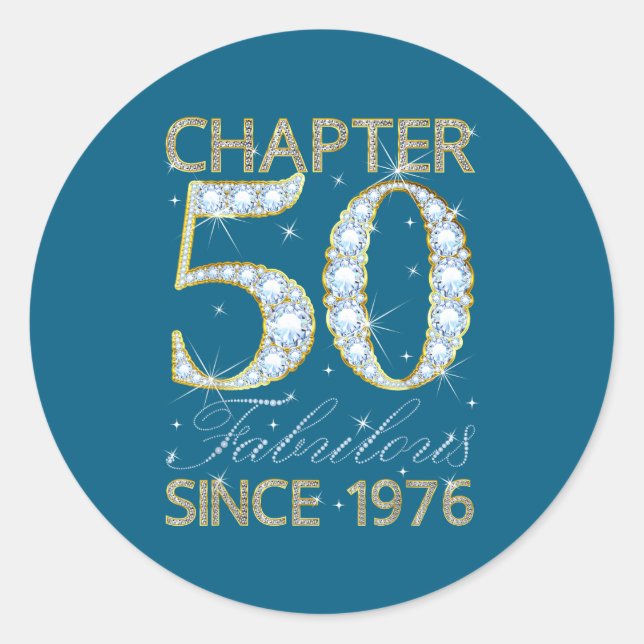 50th Birthday Chapter 50 Fabulous Since 1976  Runder Aufkleber (Vorderseite)