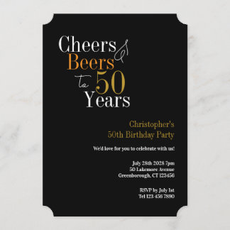 50th Birthday Cheers and Beers Party Einladung