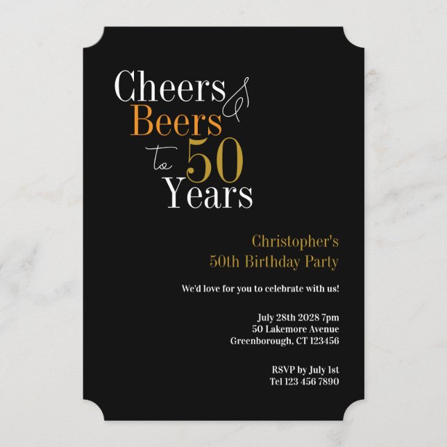 50th Birthday Cheers and Beers Party Einladung (Vorderseite)