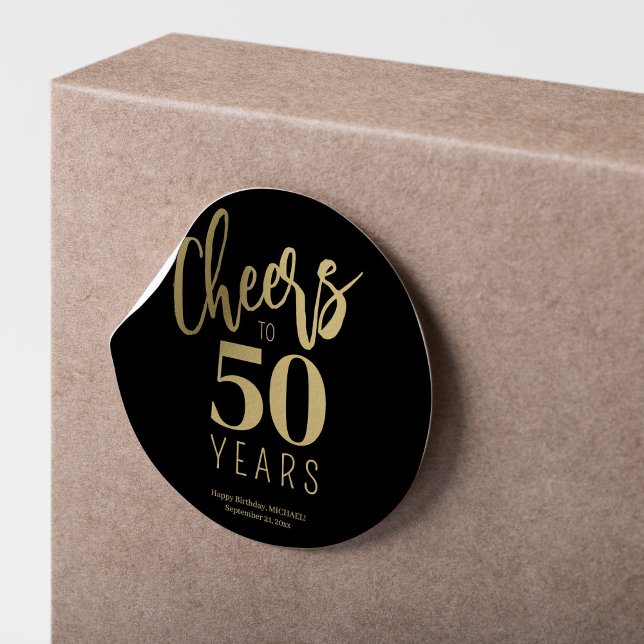 50th Birthday cheers to 50 years gold black Runder Aufkleber (Von Creator hochgeladen)