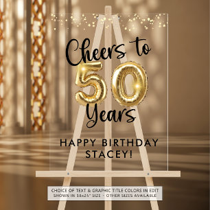 50th Birthday Cheers to 50 Years Welcome Sign Acrylschild