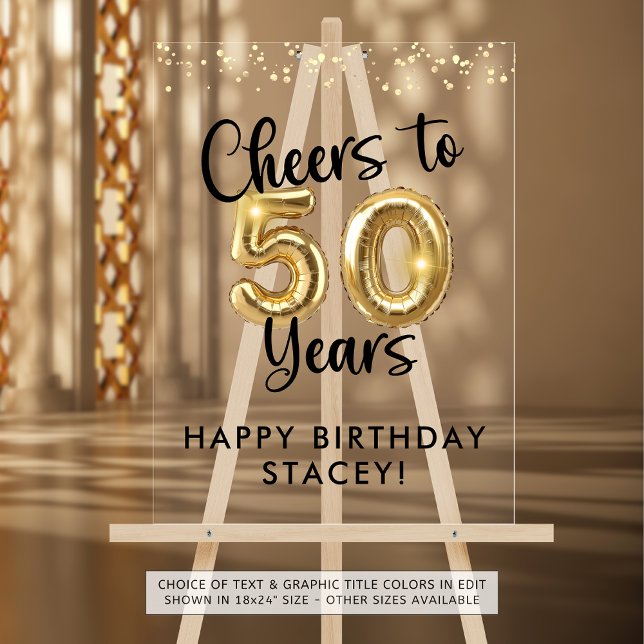 50th Birthday Cheers to 50 Years Welcome Sign Acrylschild (Von Creator hochgeladen)