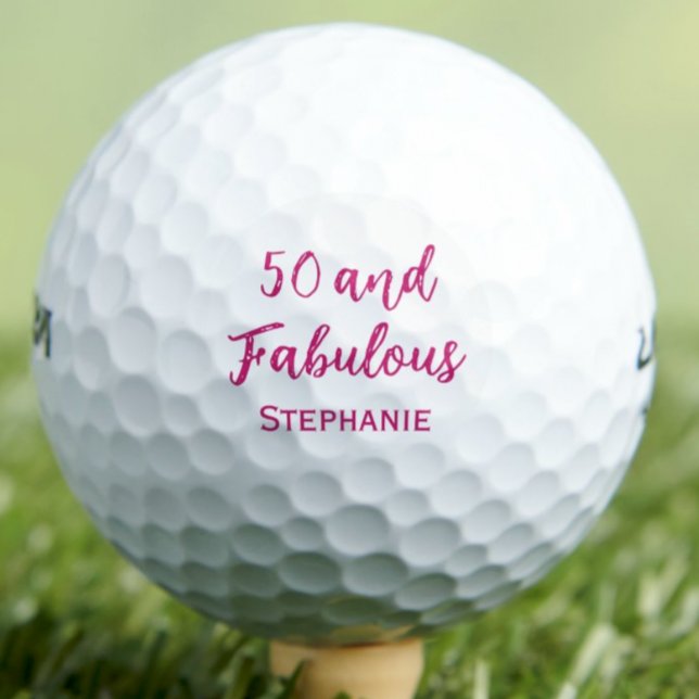 50th Birthday Friend Gift – Pink 50 and Fabulous Golfball (Von Creator hochgeladen)