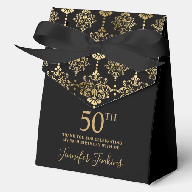 50th Birthday Gold Elegant Thank You  Geschenkschachtel (Vorderseite)