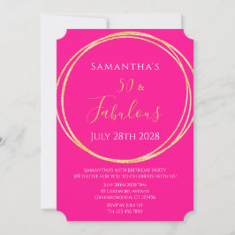 50th Birthday Hot Pink Gold Birthday Invitation Einladung